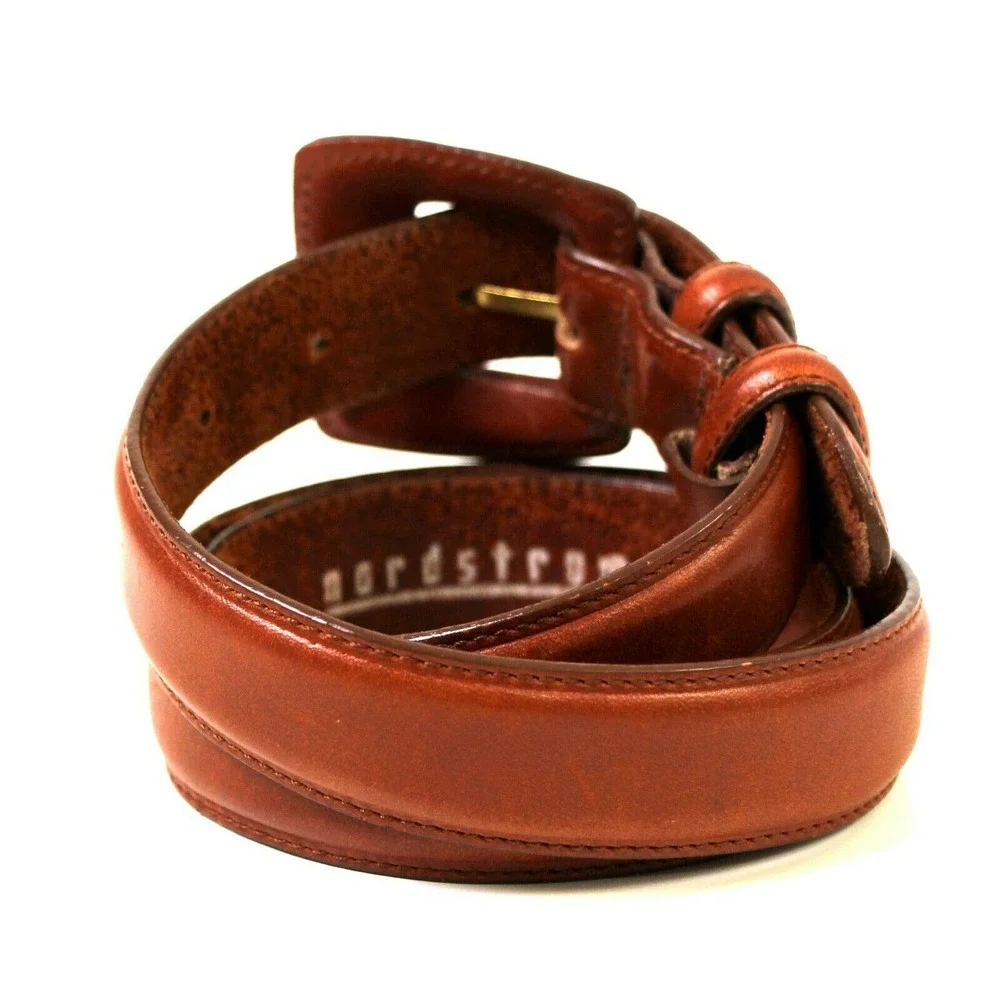 VTG Nordstrom BROWN GENUINE LEATHER 1 1/8"Wd CASUAL DRESS WOMEN'S BELT XL (41D - Picture 4 of 10